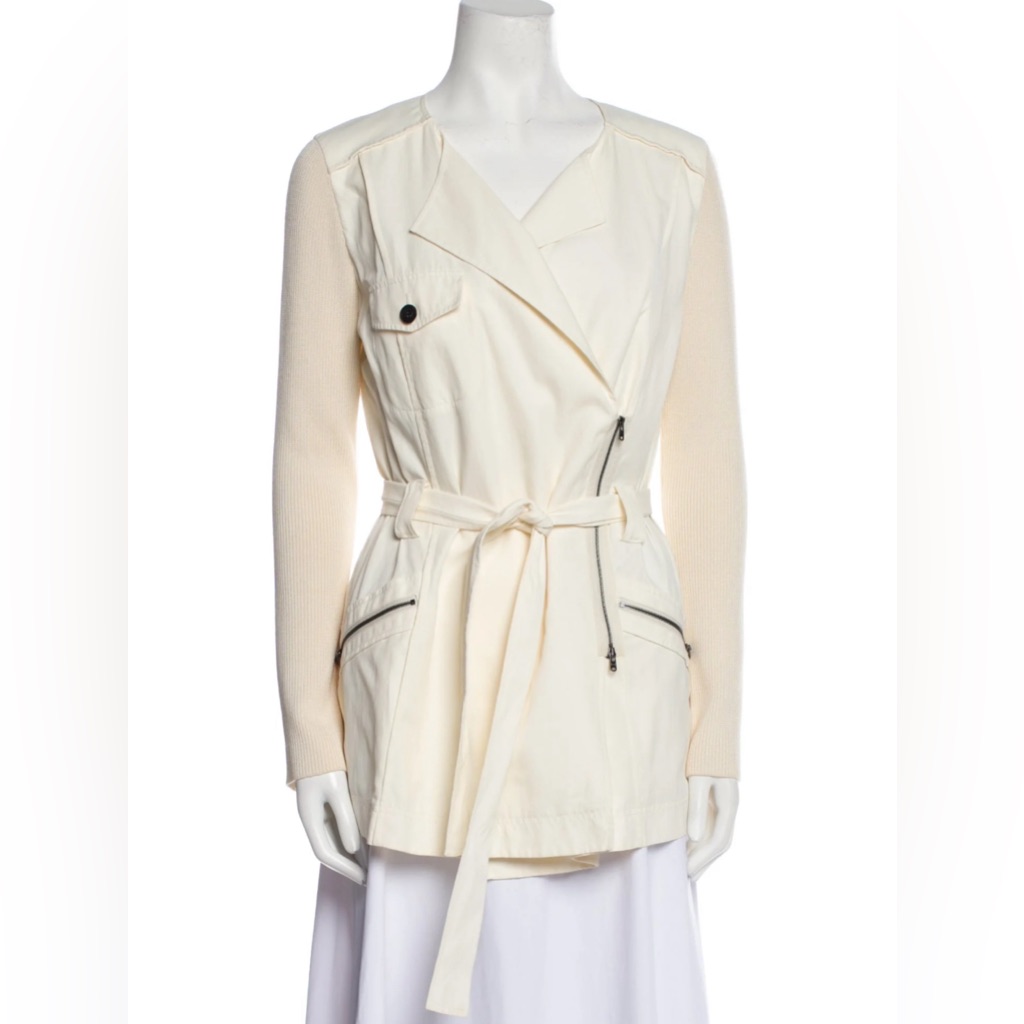 St. John Collection Cream Wrap Zip Up Lightweight Jacket 4